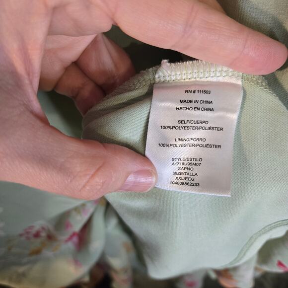 Lily Rose XXL Mint Green Floral Smocked High Low Dress [0453] - Picture 7 of 8